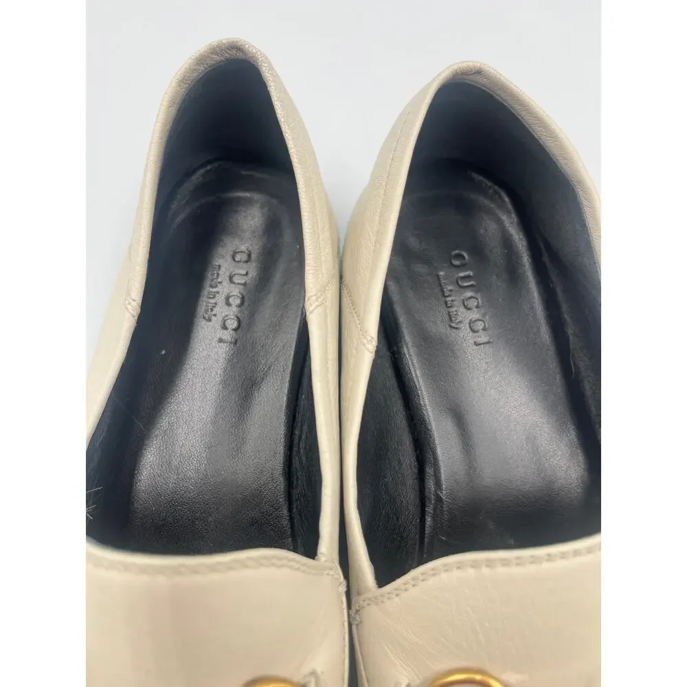 Gucci Loafers Brixton Horsebit Leather Collapsible Heel Mystic White 36.5 / 6.5